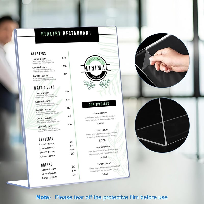 DECOHOBO 6 Pack Slanted Back Acrylic Sign Holders 4x6 for Business & Store, Tabletop Vertical Sign Holder with Anti-Slip Pads Clear Display Stand, for Menus Flyers Documents Office Restaurants Party Decoration - Image 3